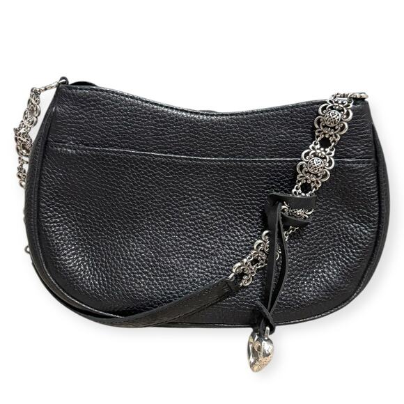 Brighton Rosalie Black Leather Flower Petal Small Chain Strap Shoulder Bag - Picture 3 of 8